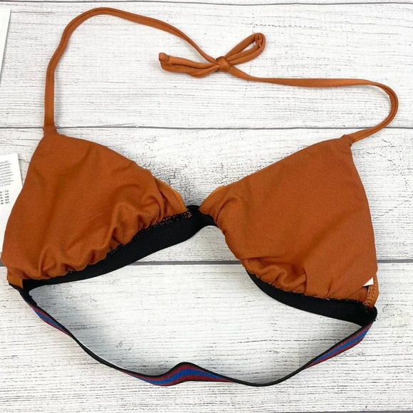 NEW BIKINI LAB Sienna Brown and Red, Blue, Black Sparkle Bikini Top M - Picture 6 of 6